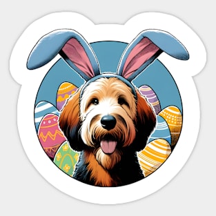 Otterhound's Easter Delight with Bunny Ears and Eggs Sticker